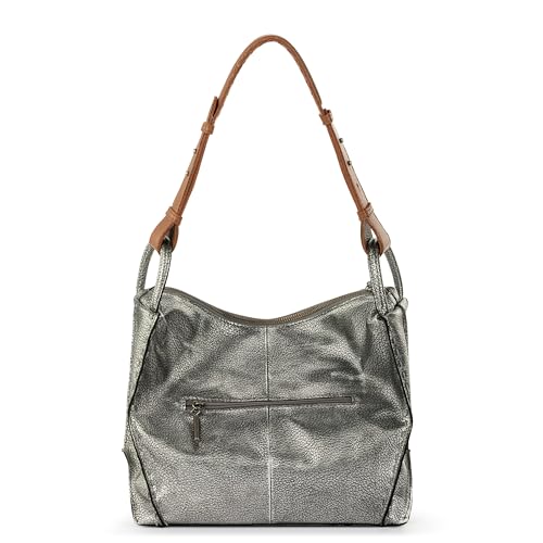 The Sak Los Feliz Hobo in Leather, Lined Shoulder Purse, Dark Silver - Image 4