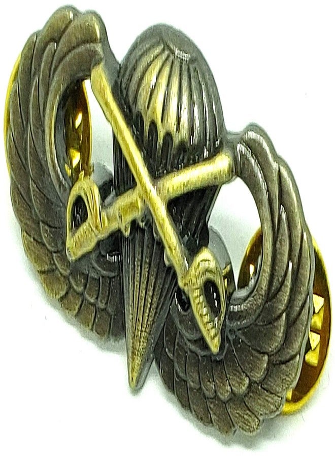 DEURA Airborne Cavalry Jump Wing Badge US Army Parachutist Insignia Antique Swords 1 1/2" Pin - Image 2