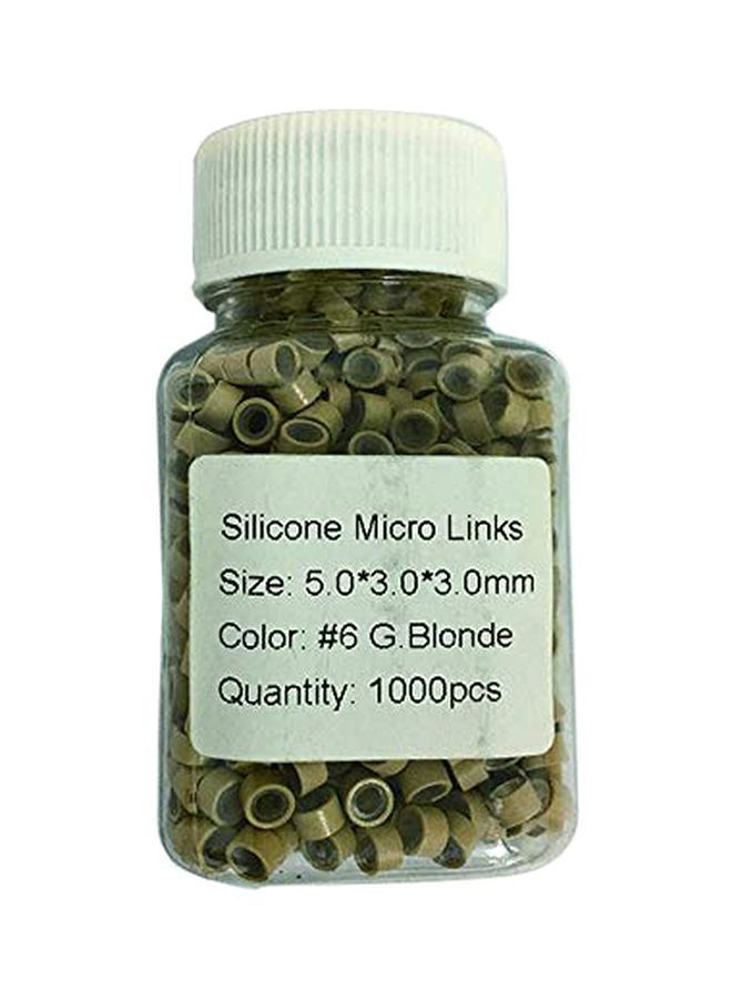NIBEMINENT 1000-Piece Silicone Micro Link Rings Lined Beads For Hair Extensions Tool 6 Gray Blonde - Image 1