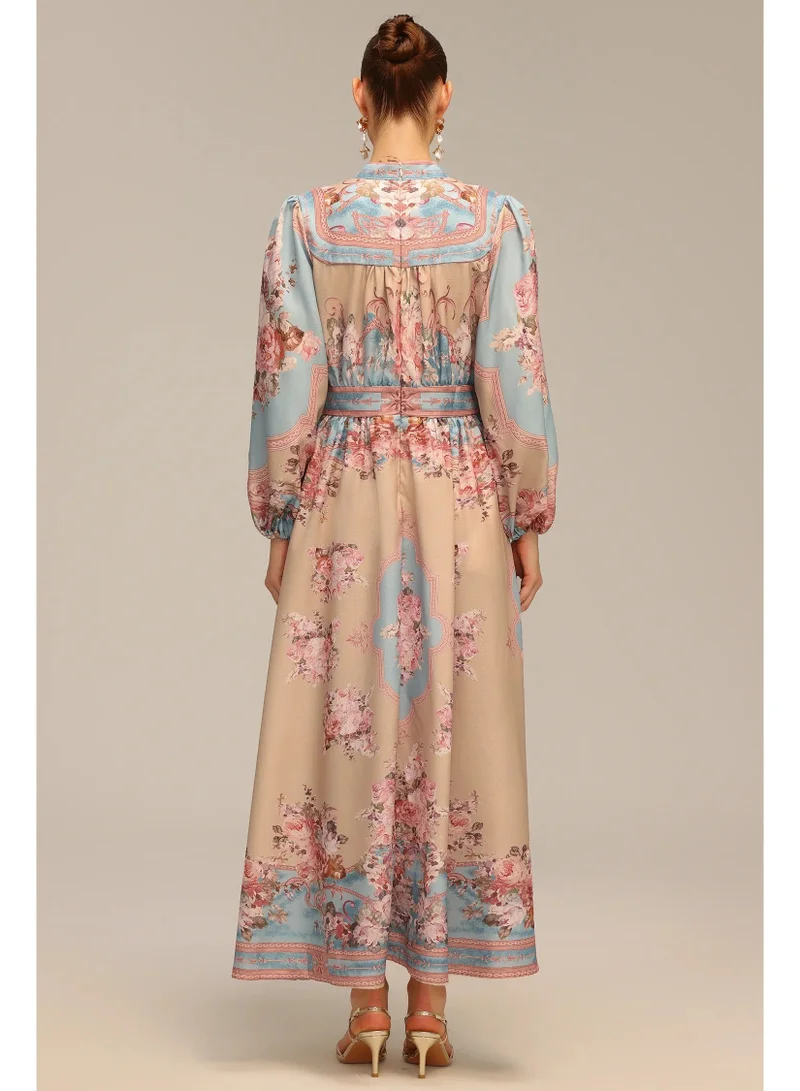 Bella Barnett  Dorte Long Sleeve Floral Printed Maxi Dress for Women | Best Price UAE