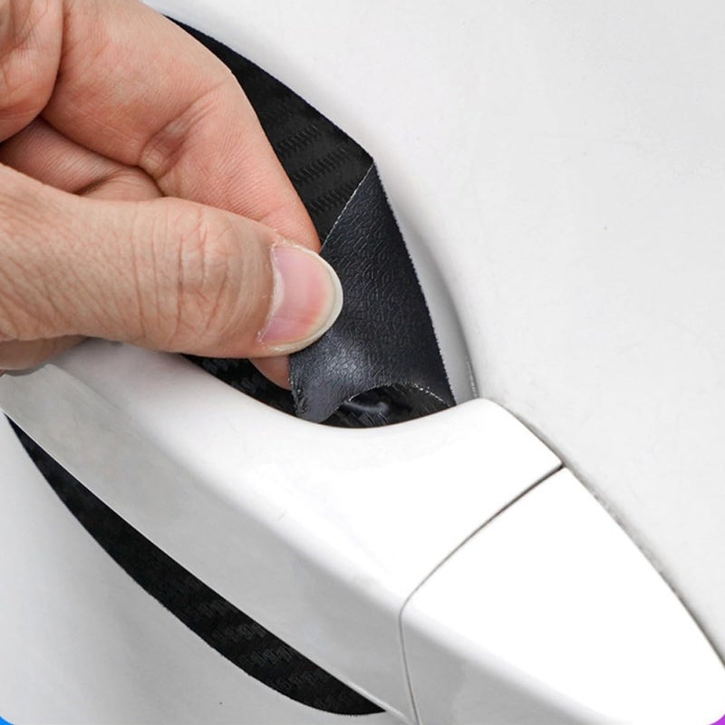 Amosfun 8pcs Car Door Handle Protector Film Carbon Fiber Texture Anti-Scratch Stickers for Vehicle Door Handle Protection Exterior Trim - Image 4
