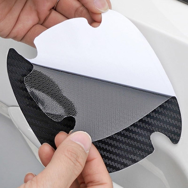 Amosfun 8pcs Car Door Handle Protector Film Carbon Fiber Texture Anti-Scratch Stickers for Vehicle Door Handle Protection Exterior Trim - Image 5