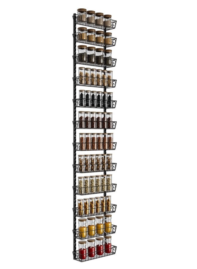 SWOMMOLY Adjustable Wall Mount Spice Rack Organizer, 12-Tier Dual-use (Multi-use) Hanging Spice Shelf Storage for Kitchen Pantry Cabinet Door, Seasoning Holder Organizer, Black - Image 1