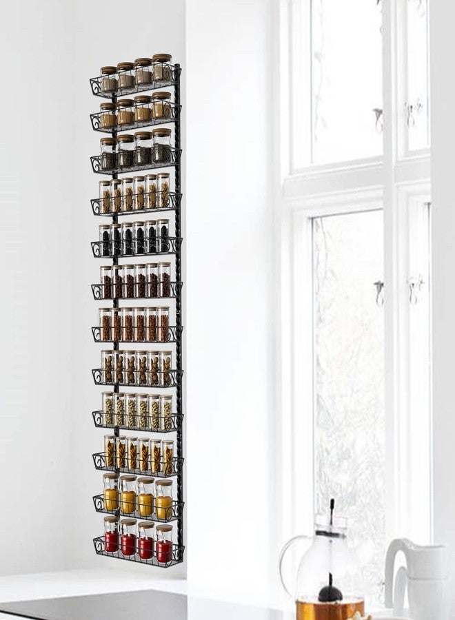 SWOMMOLY Adjustable Wall Mount Spice Rack Organizer, 12-Tier Dual-use (Multi-use) Hanging Spice Shelf Storage for Kitchen Pantry Cabinet Door, Seasoning Holder Organizer, Black - Image 5