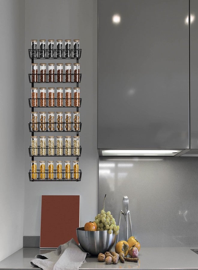 SWOMMOLY Adjustable Wall Mount Spice Rack Organizer, 12-Tier Dual-use (Multi-use) Hanging Spice Shelf Storage for Kitchen Pantry Cabinet Door, Seasoning Holder Organizer, Black - Image 4