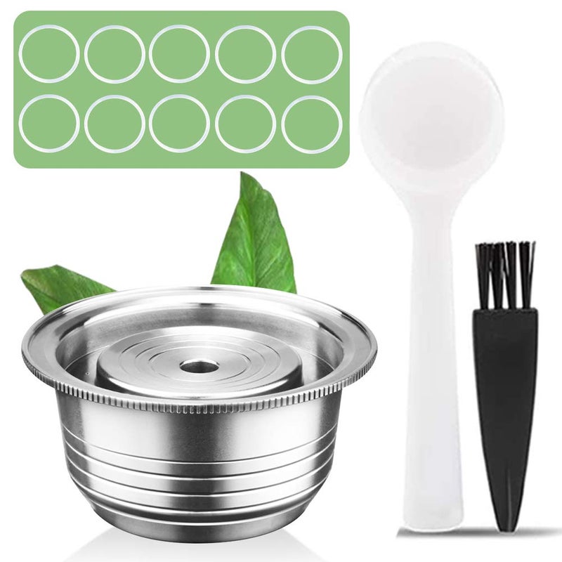 CAPMESSO Coffee Capsule Reusable Vertuoline Pod Refillable Vertuo Capsules Stainless Steel Compatible with Nespresso Vertuoline GCA1 and Delonghi ENV135 8OZCoffee Cup10 Silicone Rings