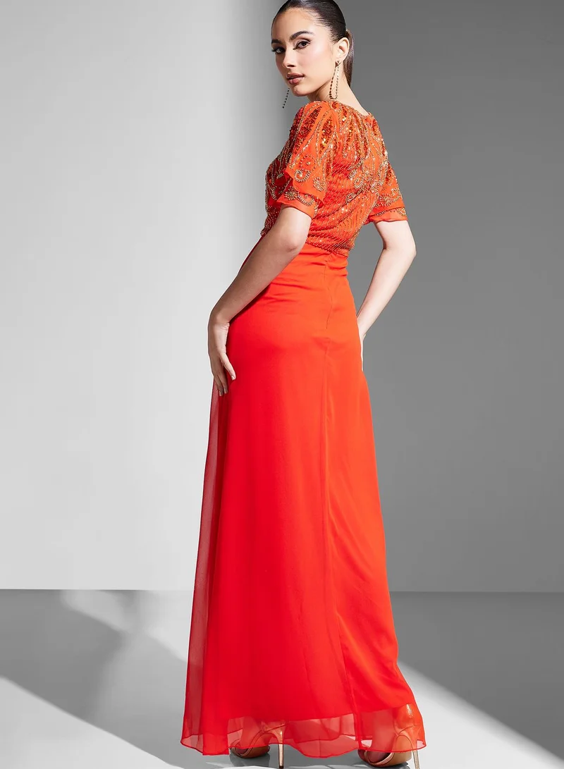 open lace back dress Vargas Orange Mini Dress