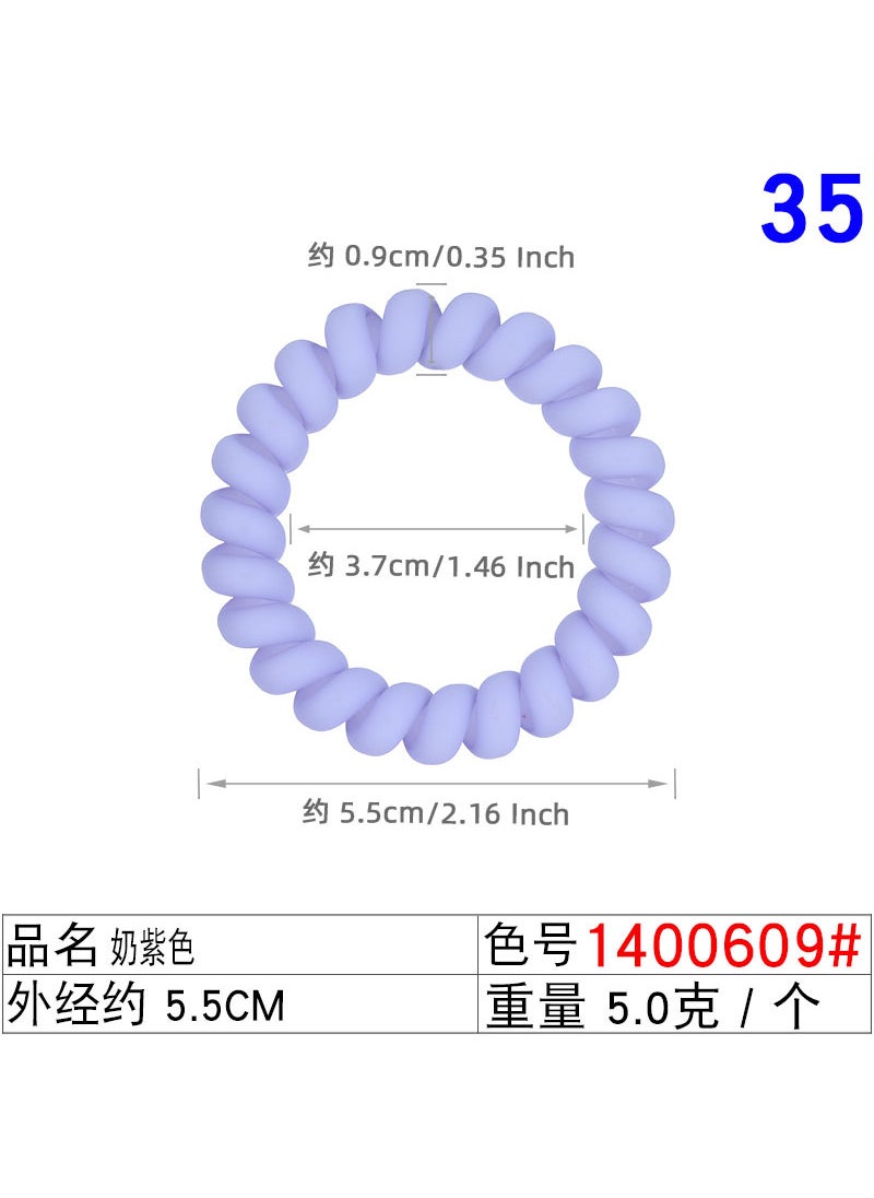 Generic 4cm Black Phone Cord Hair Ties K-Style Transparent Elastics 1400609# Milk purple 