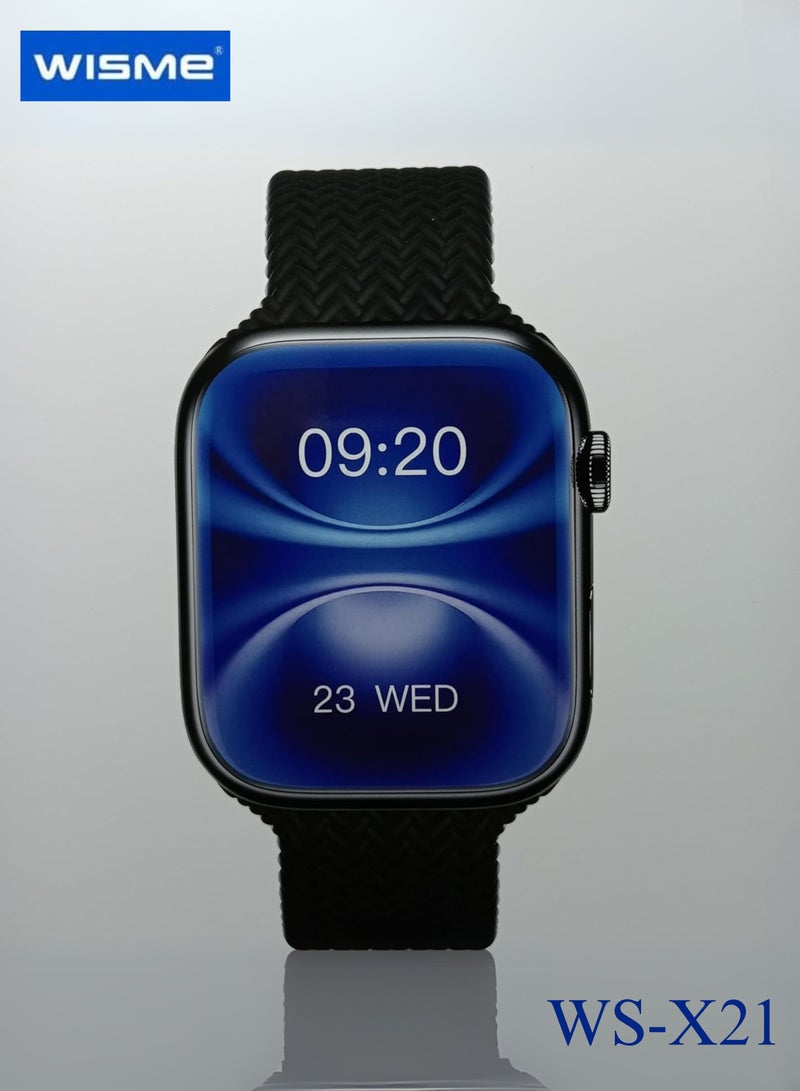 WISME WISME WS-X21 Sleek Design HD Display Smartwatch With 10 Pair Straps and Charging Cable Designed for Ladies and Gents | Black  - Image 1