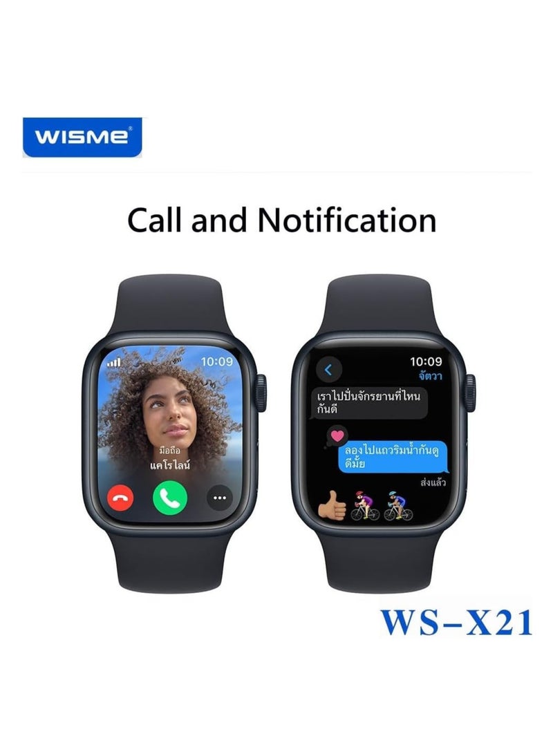 WISME WISME WS-X21 Sleek Design HD Display Smartwatch With 10 Pair Straps and Charging Cable Designed for Ladies and Gents | Black  - Image 2