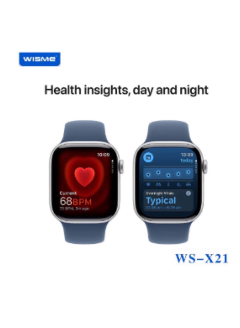 WISME WISME WS-X21 Sleek Design HD Display Smartwatch With 10 Pair Straps and Charging Cable Designed for Ladies and Gents | Black  - Image 4