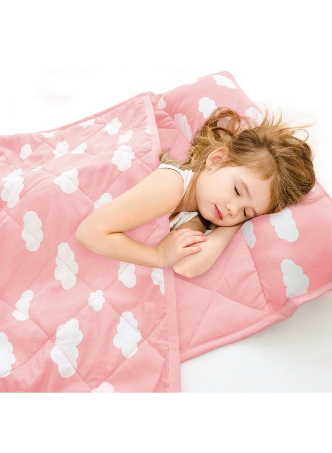 Biloban Toddler Nap Mat with Pillow and Blanket, Cot Nap Mats for Standard Daycare Preschool, Roll up Lightweight Portable Sleeping Bag for Kids, Super Soft Cozy, Pink Cloud, 52" x 23" - Image 1