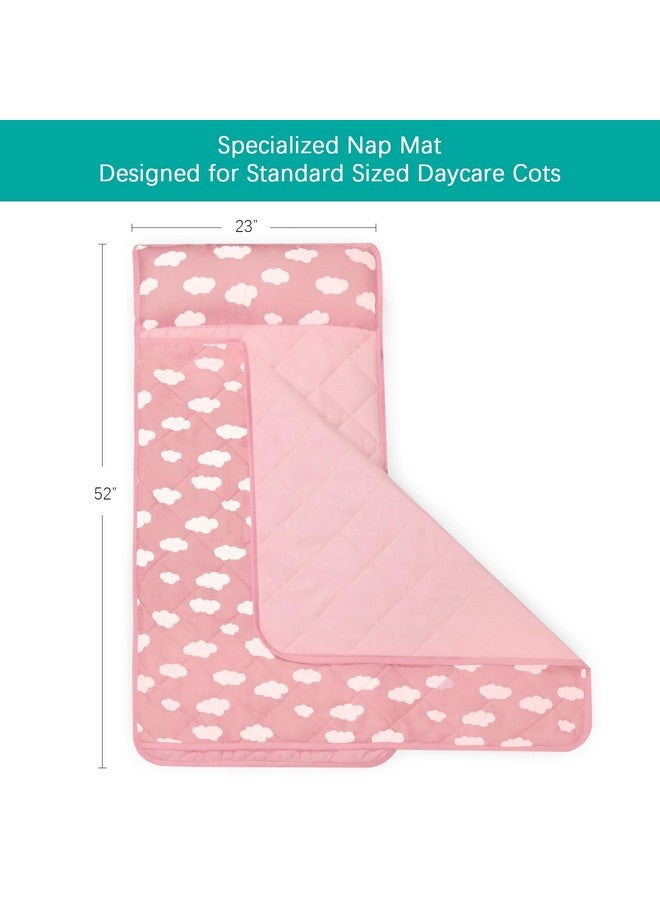 Biloban Toddler Nap Mat with Pillow and Blanket, Cot Nap Mats for Standard Daycare Preschool, Roll up Lightweight Portable Sleeping Bag for Kids, Super Soft Cozy, Pink Cloud, 52" x 23" - Image 2