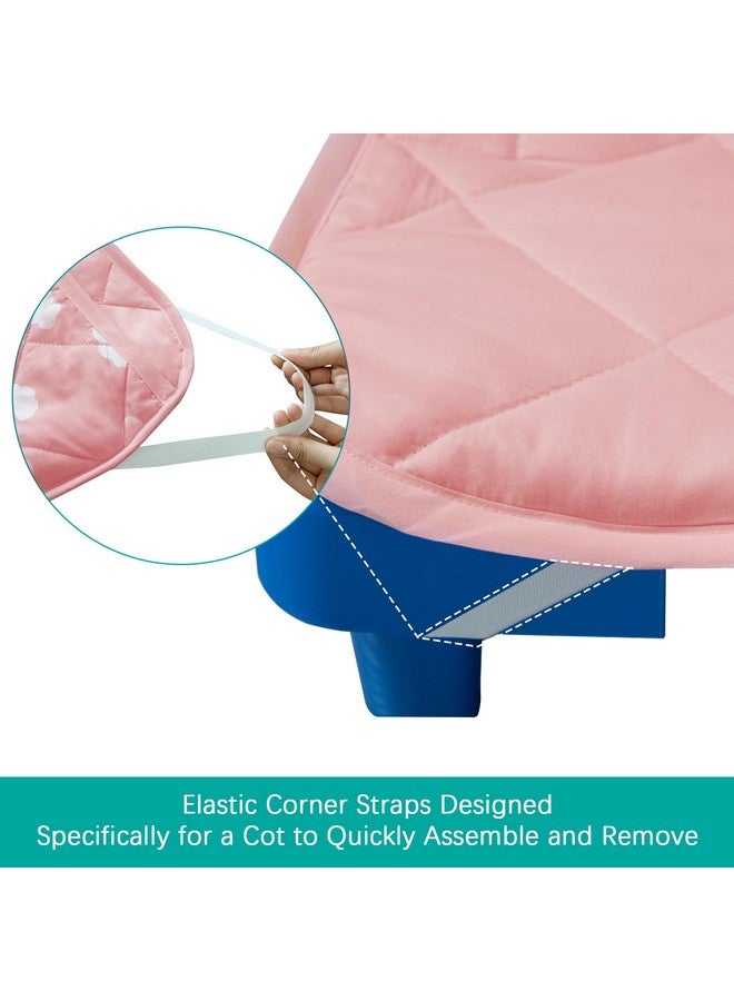 Biloban Toddler Nap Mat with Pillow and Blanket, Cot Nap Mats for Standard Daycare Preschool, Roll up Lightweight Portable Sleeping Bag for Kids, Super Soft Cozy, Pink Cloud, 52" x 23" - Image 3