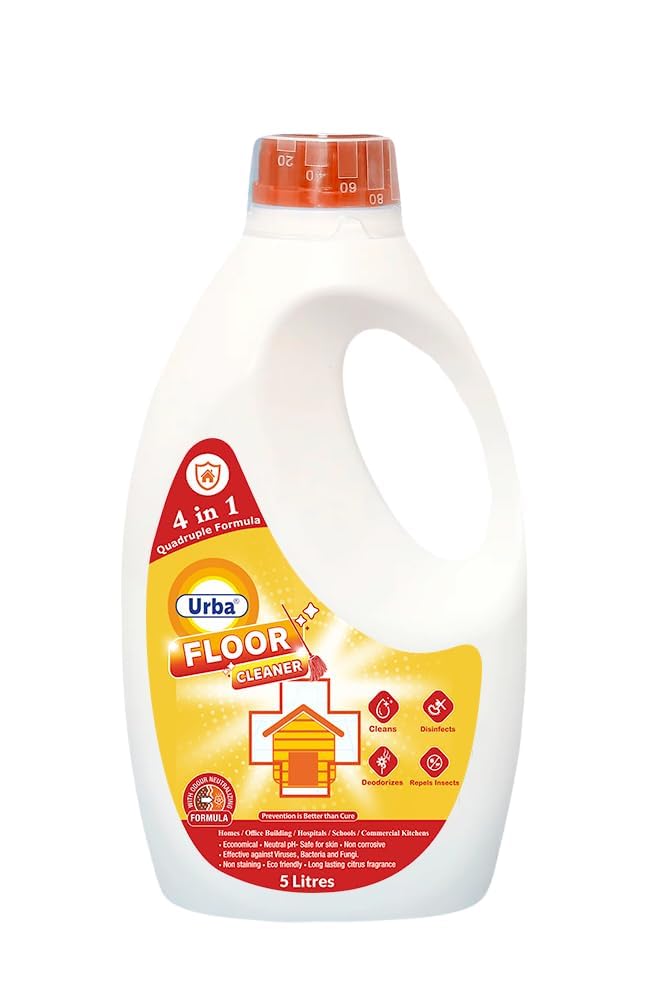 Urba Floor Cleaner Liquid - 5 Litres| Concentrated |Citrus Fragrance | Multi-Surface Cleaner | Bathroom Tile Cleaner| Money saving Pack| 5L - Image 1