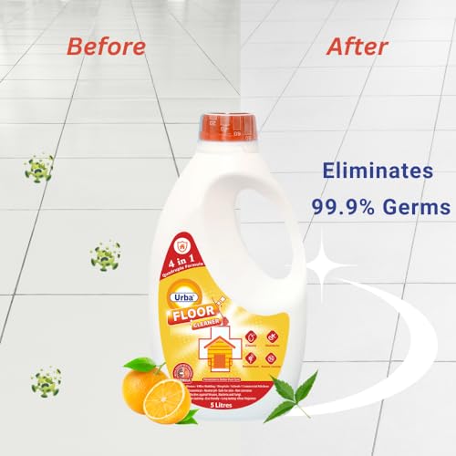 Urba Floor Cleaner Liquid - 5 Litres| Concentrated |Citrus Fragrance | Multi-Surface Cleaner | Bathroom Tile Cleaner| Money saving Pack| 5L - Image 5