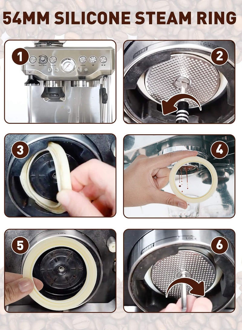 TLAXCA 54mm Silicone Steam Ring, 2PCS Grouphead Gasket Replacement Accessories, No BPA Silicone Gasket Seal, for Breville Espresso Machine 878/870/860/840/810/500/450/ Sage 500/870/875/880/810/878  - Image 4