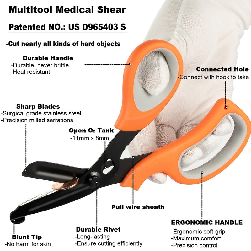 MEUUT Medical Scissors Trauma Shears-8 inches Bandage Scissor Heavy Duty, Surgical Grade Shears Stainless Steel EMT Scissors for Doctors Nurses EMT Workers - Image 5