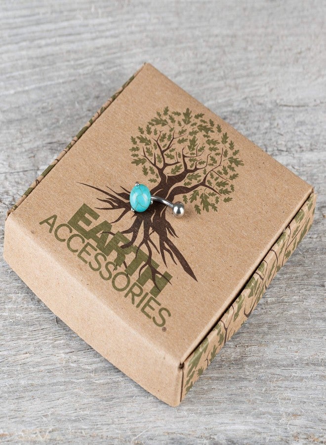 Earth Accessories Belly Button Ring for Women - Light Blue Turquoise Belly Button Piercing, 316L Surgical Steel Navel Ring - Crystal Stone Bellybutton Jewelry, Gift Ready Body Piercing Jewelry - Image 3