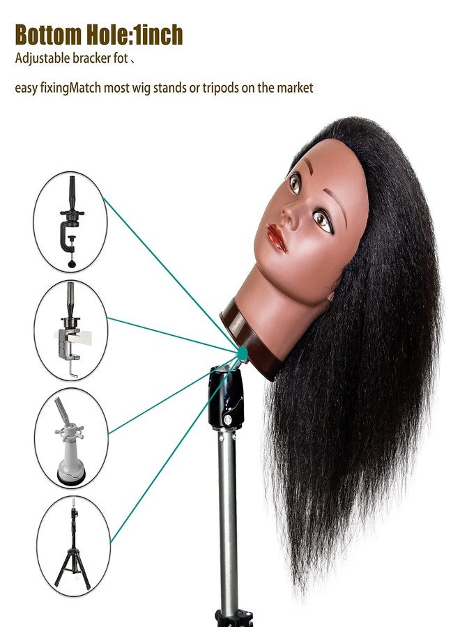 MILLYSHINE Mannequin Head 100% Real Human Hair,Wig Stand Tripod With Mannequin Head, Styling Braiding Doll Head,Dyeing Curling Training Head,Hairdresscer Practice Manikin Head - Image 5