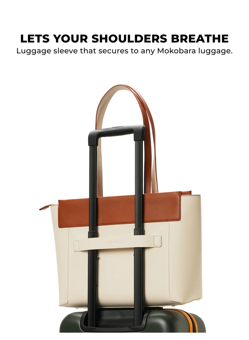 Mokobara The Dawn Tote 2.0 - Vegan Leather, Coconut Cream, Brown