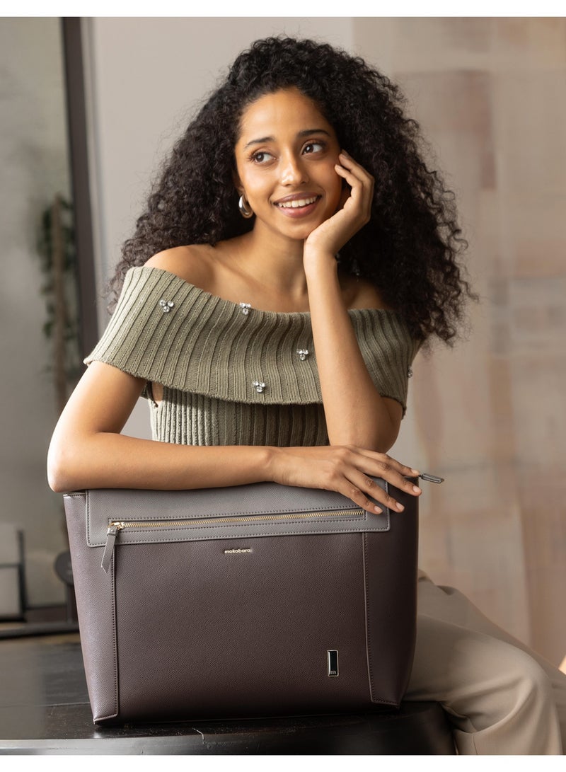 Mokobara The Dawn Tote 2.0 - Vegan Leather, Coconut Cream, Brown - Image 2