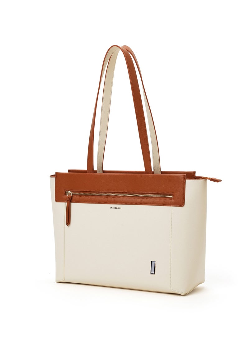 Mokobara The Dawn Tote 2.0 - Vegan Leather, Coconut Cream, Brown - Image 1