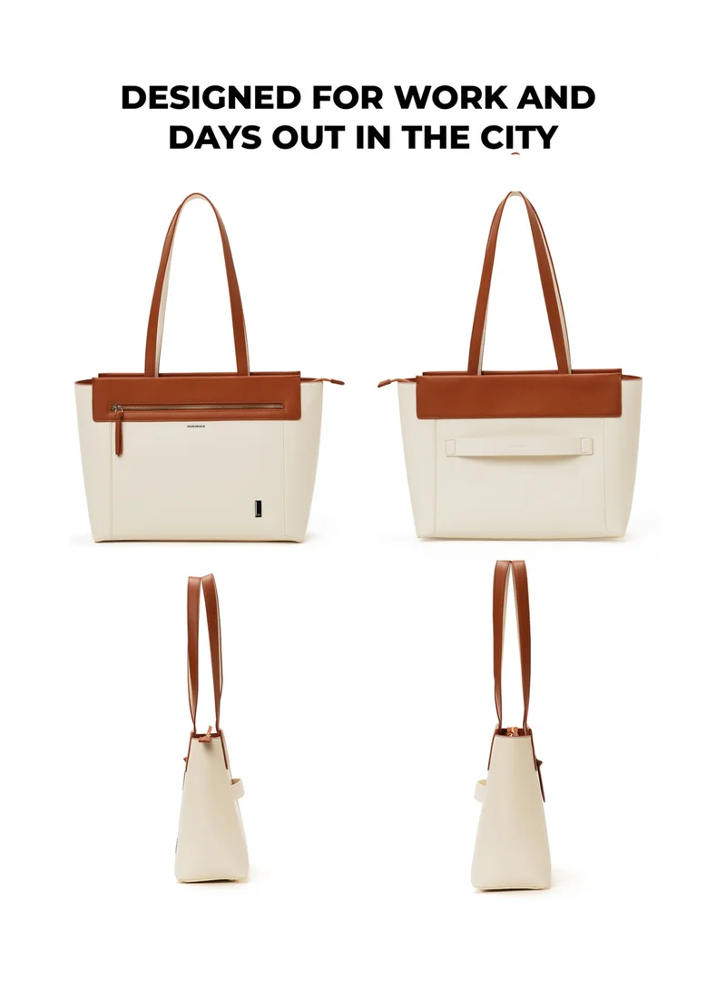 Mokobara The Dawn Tote 2.0 - Vegan Leather, Coconut Cream, Brown