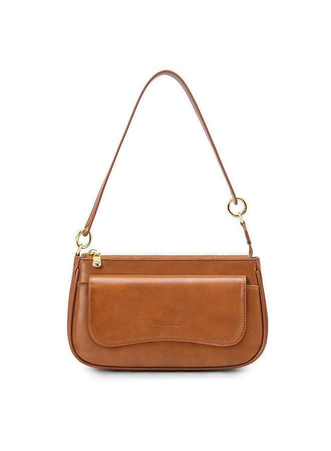 PEACOCKTION Small Shoulder Bags Crossbody Purses For Women Vegan Leather Handbag Hobo Purse 2 Straps (Brown)  - Image 1