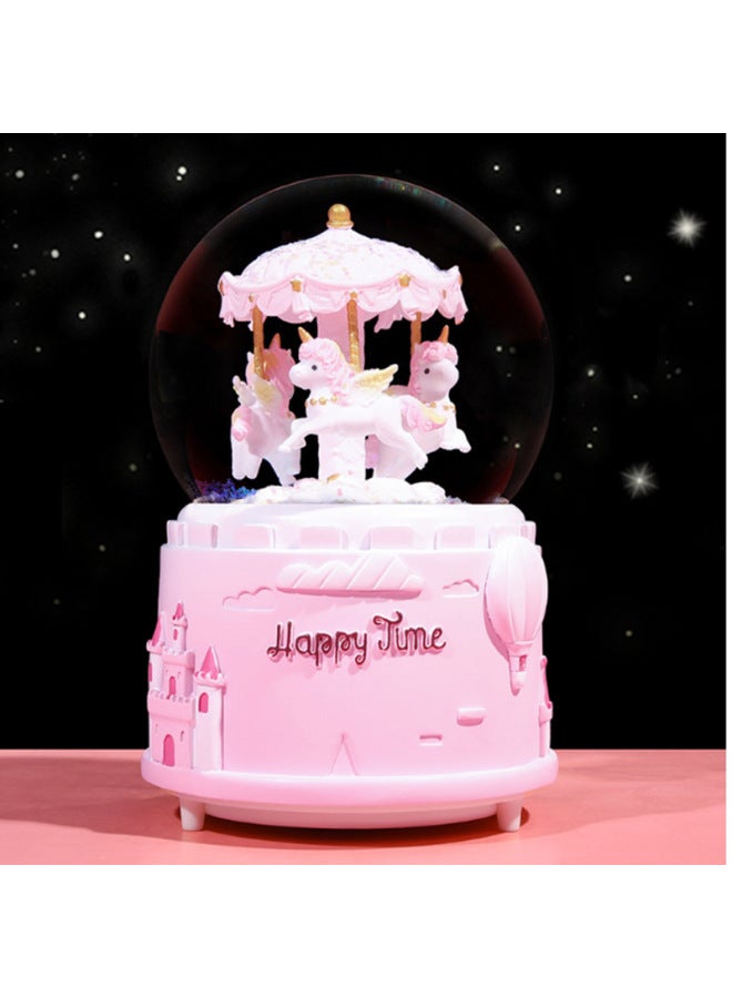 Frozen Elsa Princess Crystal Ball Ornament Music Box Music Box Children's Elsa Birthday Gift Little Girl-Color:5198B White Skirt Medium Size Automatic Snow Music + Lighting  - Image 2