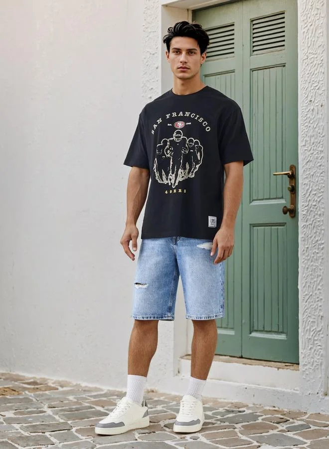 اس بي كاركترز تيشيرت مطبوع بقصة مريحة