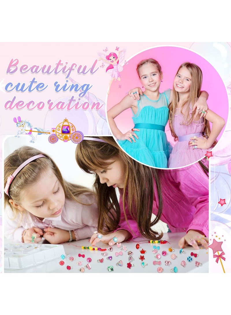 Barakah 200 Pcs Kids Rings Set, Fashion Princess Jewelry Rings, Adjustable Pretend Play Rings Dress up Rings, Assorted Styles Kids Jewelry Rings for Little Girls Toddler, for Party Favor Costume Accessories - Image 3