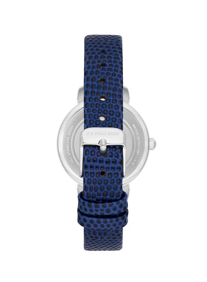 U.S. Polo Assn. Stile 32mm Women's Watch with Blue Dial & Leather Strap