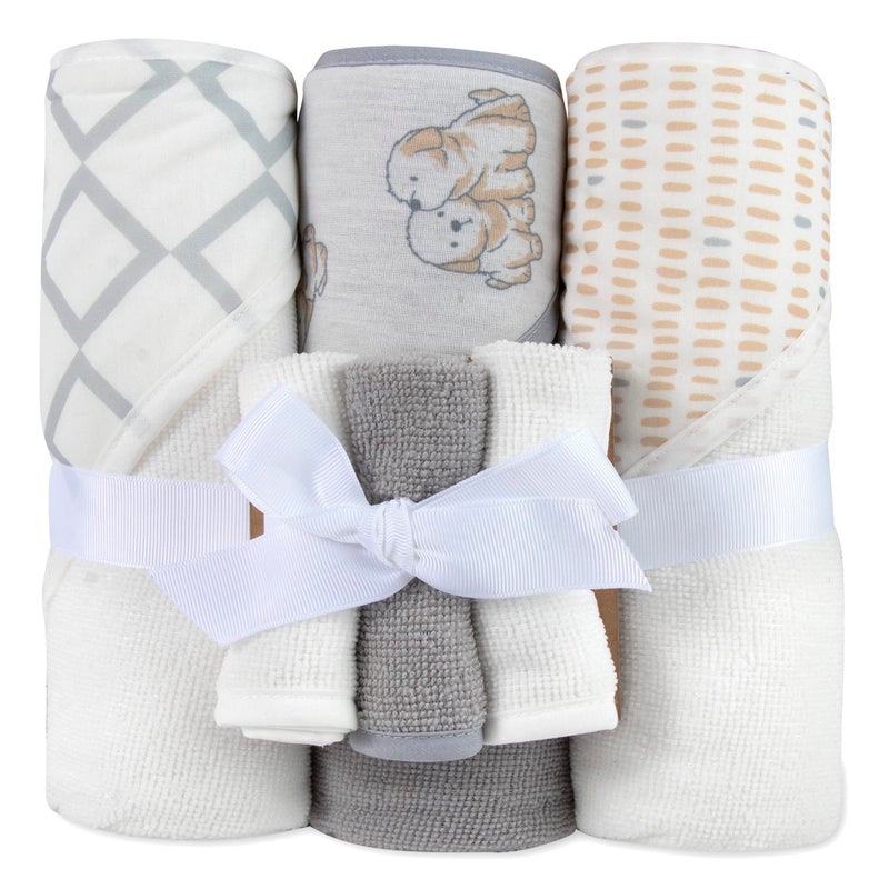 Baby Essentials Baby Essentials Hooded Baby Bath Towel and Washcloth 6 Piece Set for Newborns Infants & Toddlers, Boys & Girls Baby  - Image 1