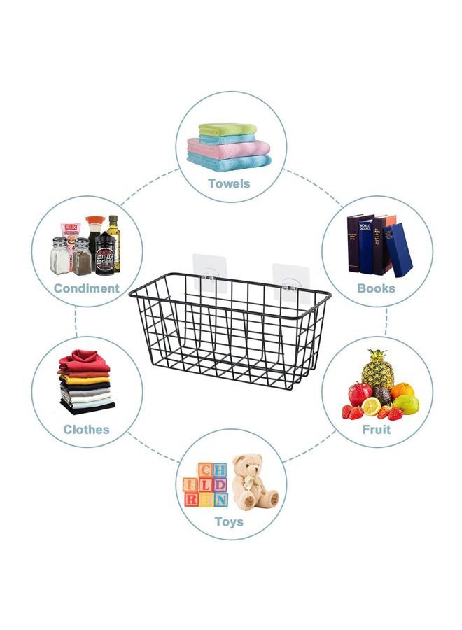 JUNCHU CHERRY 4 Pack Hanging Sorage Basket, Bathroom Basket, Household Goods Storage Basket, with Traceless Tape, no Drilling, for Cabinet Storage, Kitchen, Bathroom, Storage Room,Black - Image 2
