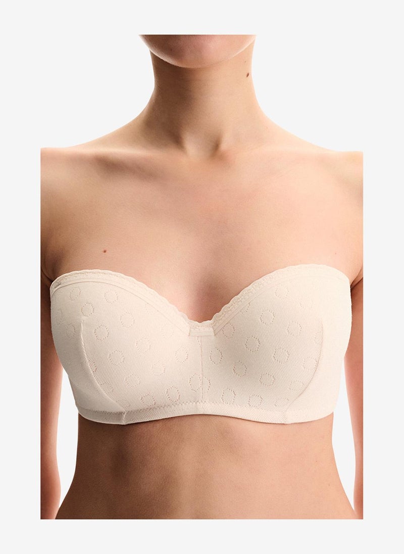 Penti Women Lotus Pointel Cream/Pink Strapless Wired Bra - Image 5
