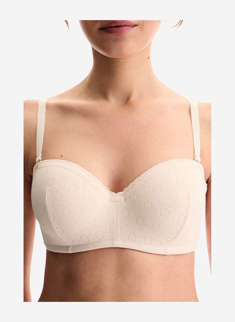 Penti Women Lotus Pointel Cream/Pink Strapless Wired Bra - Image 3