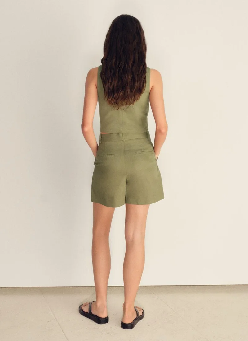 مانجو Linen-Blend Suit Waistcoat
