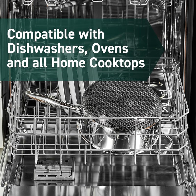 HexClad Hybrid Nonstick 5-Quart Saucepan with Tempered Glass Lid, Stay-Cool Handle, Dishwasher Safe, Induction Ready, Compatible with All Cooktops - Image 5