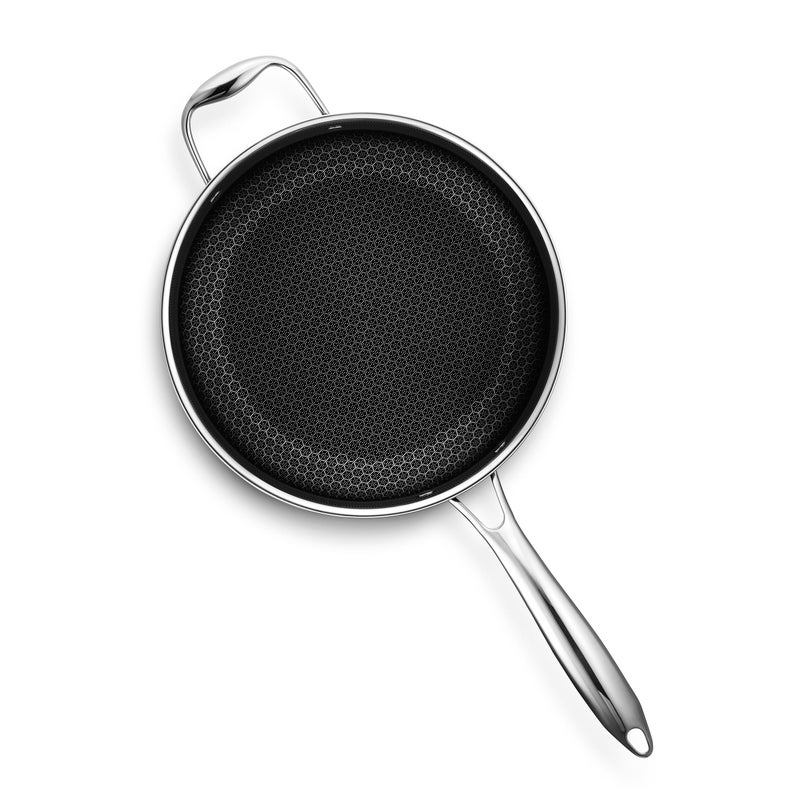 HexClad Hybrid Nonstick 5-Quart Saucepan with Tempered Glass Lid, Stay-Cool Handle, Dishwasher Safe, Induction Ready, Compatible with All Cooktops - Image 2