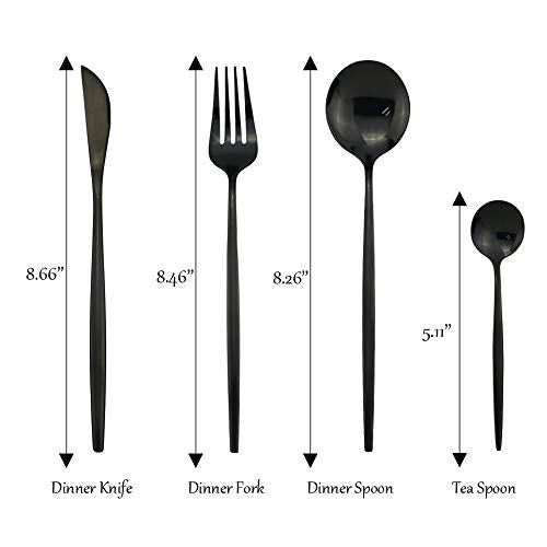 Uniturcky Silver Silverware Set, 24-Piece Stainless Steel Flatware Set Service For 6, Mirror Polished Blue Handle Tableware Cutlery Set Knife Fork And Spoon For Home & Restaurant, Dishwasher Safe - Image 2