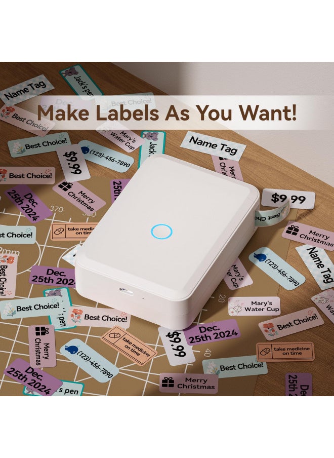 NIIMBOT - NIIMBOT D110 Label Maker Machine with Tape, Small Thermal Sticker Printer with 0.59''x1.18'' Labels, Portable Bluetooth Connection, Monochrome - Image 1