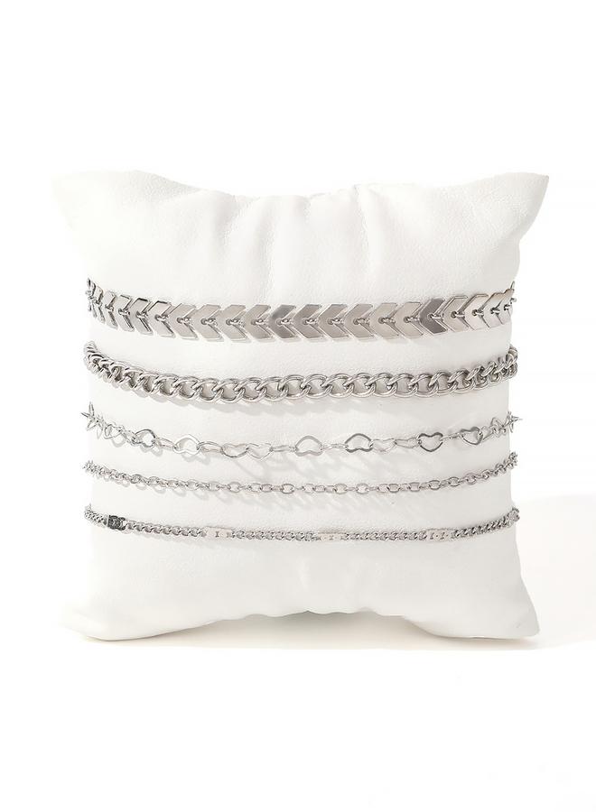 تايك تو طقم من قطعتين من  سلاسل خلخال فضية متنوعة - Image 5