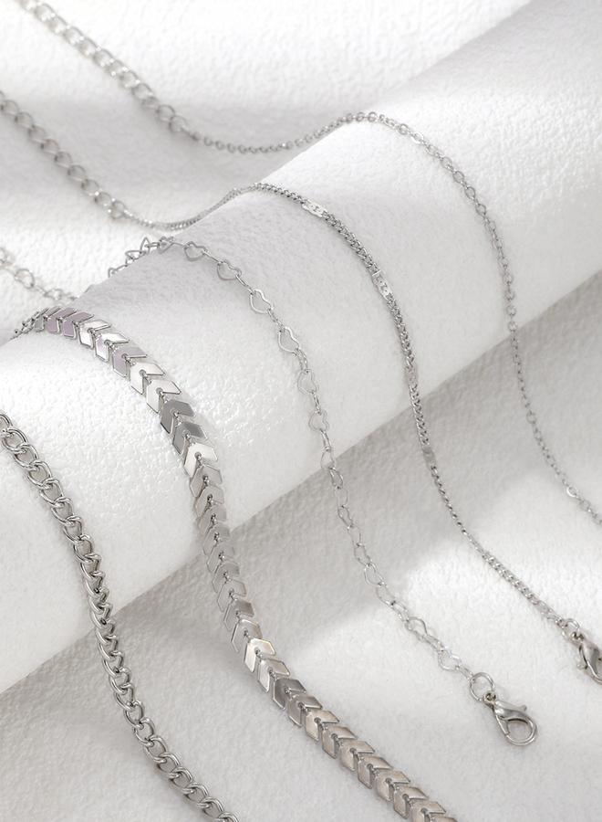 تايك تو طقم من قطعتين من  سلاسل خلخال فضية متنوعة - Image 2
