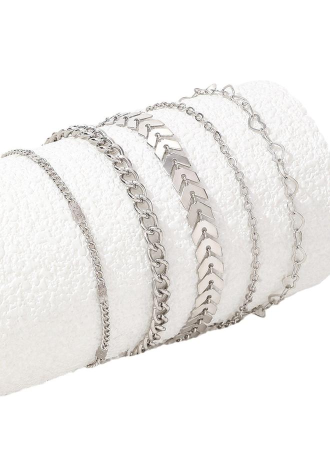 تايك تو طقم من قطعتين من  سلاسل خلخال فضية متنوعة - Image 3