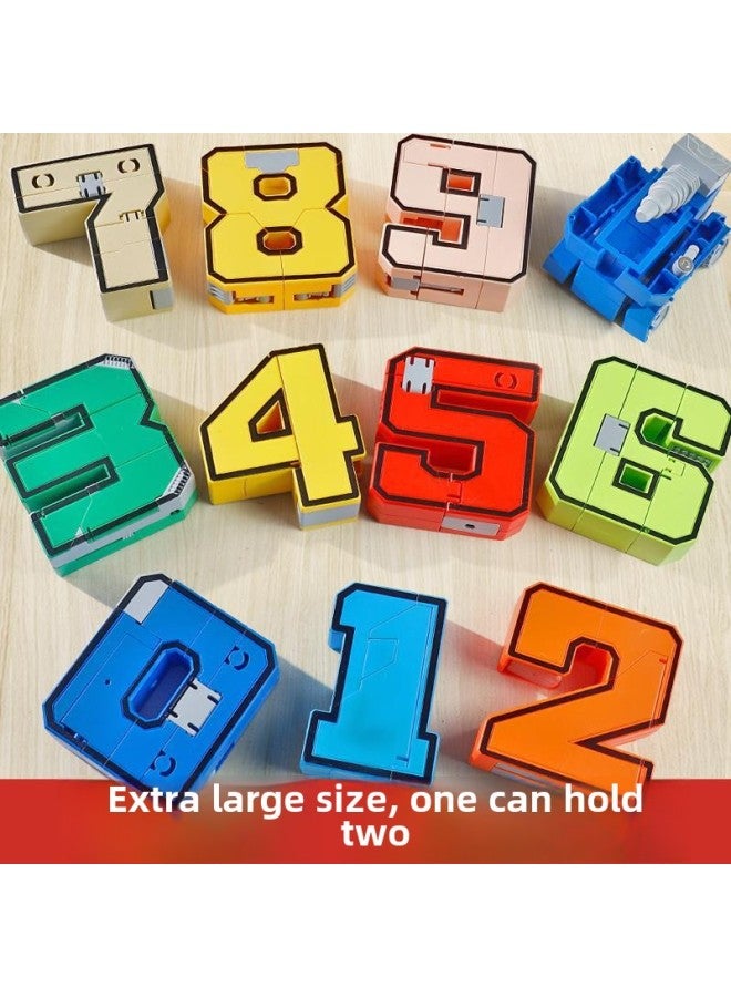 Digital Deformation Educational Toy Boy Assembled Figure Letter Building Blocks 3 To 6 Years Old Boys 5 To 7 Children Birthday Gift-color:Enlarged Number 【Digital God Of War 0-9】 Digital Transformation Robot - Image 3