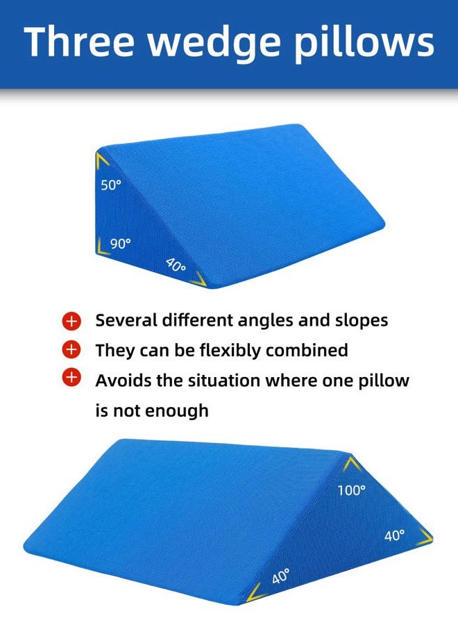 Fanwer 3 in 1 Wedge Pillow Set for After Surgery Position Wedge Pillow Bed Wedges & Body positioners for Leg Elevation, Sciatica, Pregnancy, Back, Leg and Knee Pain Relief（L） - Image 4