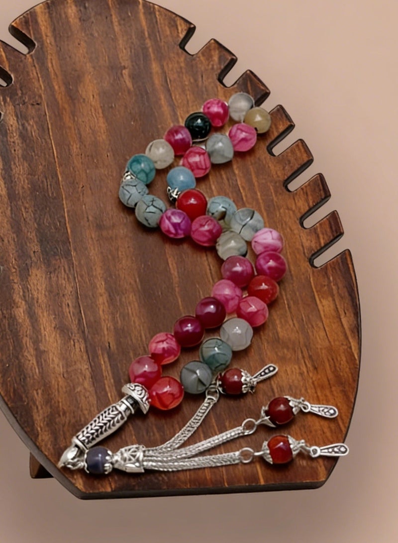 عام 33 سبحة من حجر اليشم الطبيعي/10 ملم - Image 1