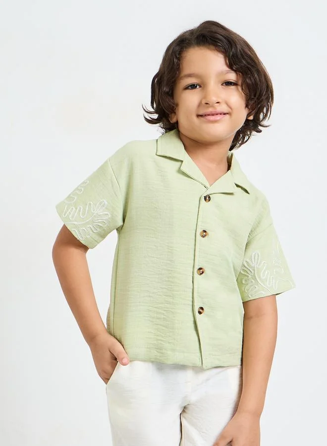 ستايلي Boys Resort Collar Shirt with Emrboidery