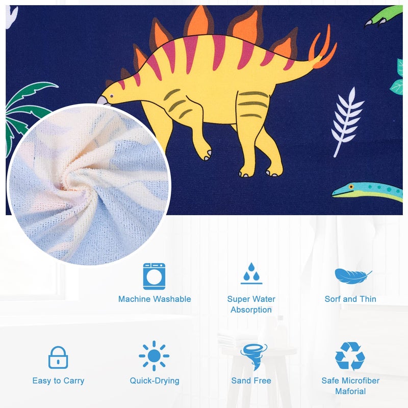 LIVILAN Dinosaur Beach Towel for Kids, Soft Microfiber 24" X 48", Quick Dry, Sand Free, Perfect for Boys Bath, Pool, Travel, Durable Toddler Towel, Ideal Dinosaur Gift - Image 5